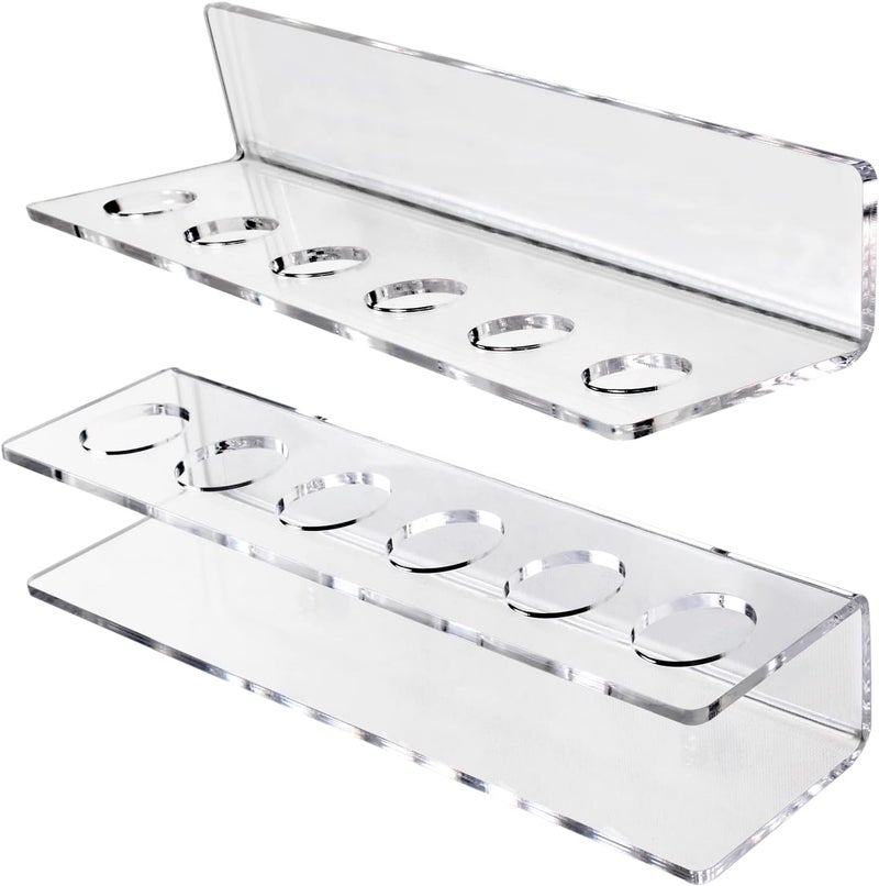 BVANQ Pool Cue Rack Wall Self-adhesive Mounted Rack for Billiard,Optional 2 Style Acrylic Pool Stick Stand Holds 6 Cues (Top Hole 6 Cues Holder) - Image 1